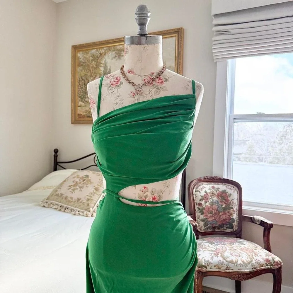 shein green cutout midi dress size small - Picture 3 of 6